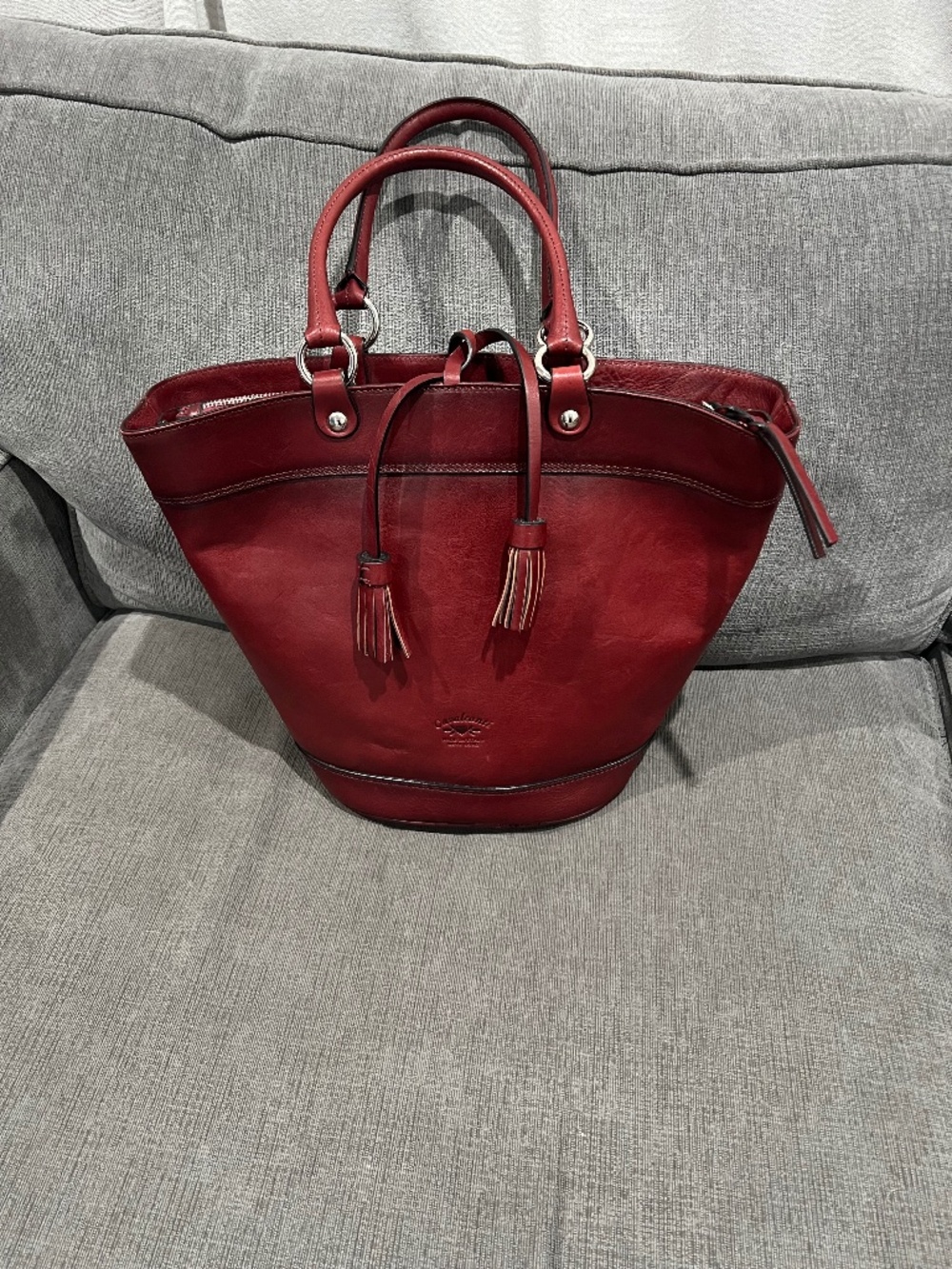 Cavalcanti Leather Tulip-shaped Satchel Bag